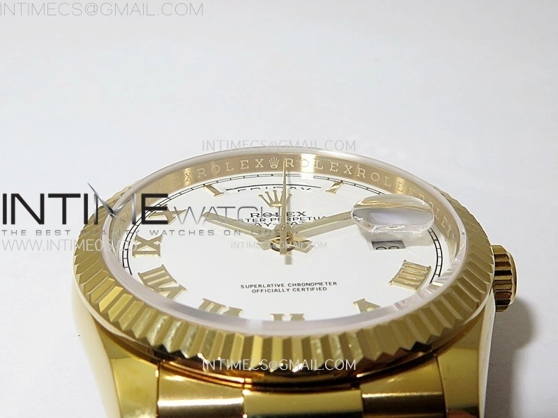 Day Date 36mm Gain Weight YG tungsten APSF 1:1 Best Edition White Dial Roman Markers on SS President Bracelet A3255