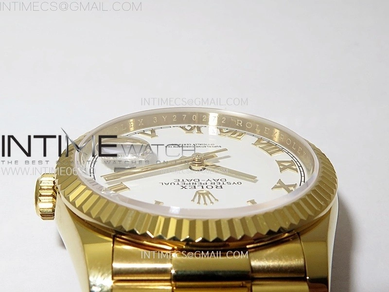 Day Date 36mm Gain Weight YG tungsten APSF 1:1 Best Edition White Dial Roman Markers on SS President Bracelet A3255