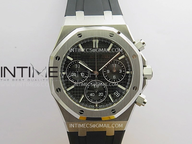 Royal Oak Chrono 26240 50th SS V2 DDF 1:1 Best Edition Black Dial On Black Rubber Strap Super Clone DD4401