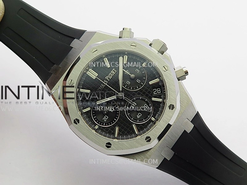 Royal Oak Chrono 26240 50th SS V2 DDF 1:1 Best Edition Black Dial On Black Rubber Strap Super Clone DD4401