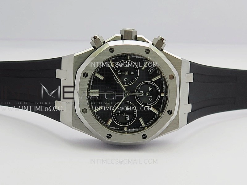 Royal Oak Chrono 26240 50th SS V2 DDF 1:1 Best Edition Black Dial On Black Rubber Strap Super Clone DD4401