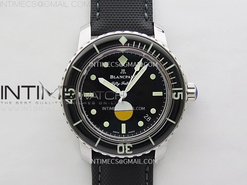 Fifty Fathoms 5008-1130-B52A SS ZF 1:1 Best Edition Black Dial on Black Nylon Strap A1151