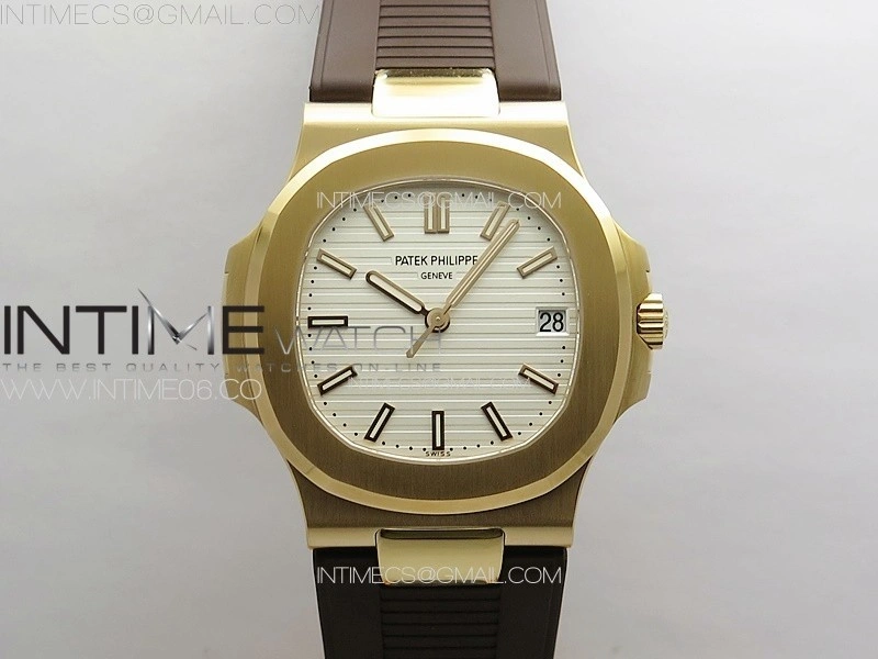 Nautilus 5711 1R PPF 1:1 Best Edition White Textured Dial on Brown Rubber Strap 324CS