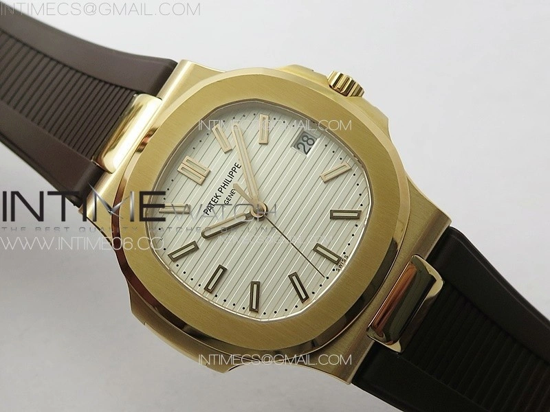 Nautilus 5711 1R PPF 1:1 Best Edition White Textured Dial on Brown Rubber Strap 324CS