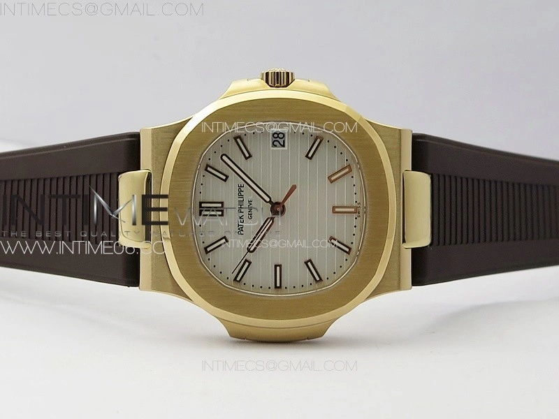 Nautilus 5711 1R PPF 1:1 Best Edition White Textured Dial on Brown Rubber Strap 324CS