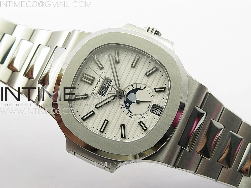 Nautilus 5726 Full Function SS PPF 1:1 Best Edition White Dial on SS Bracelet PPF324