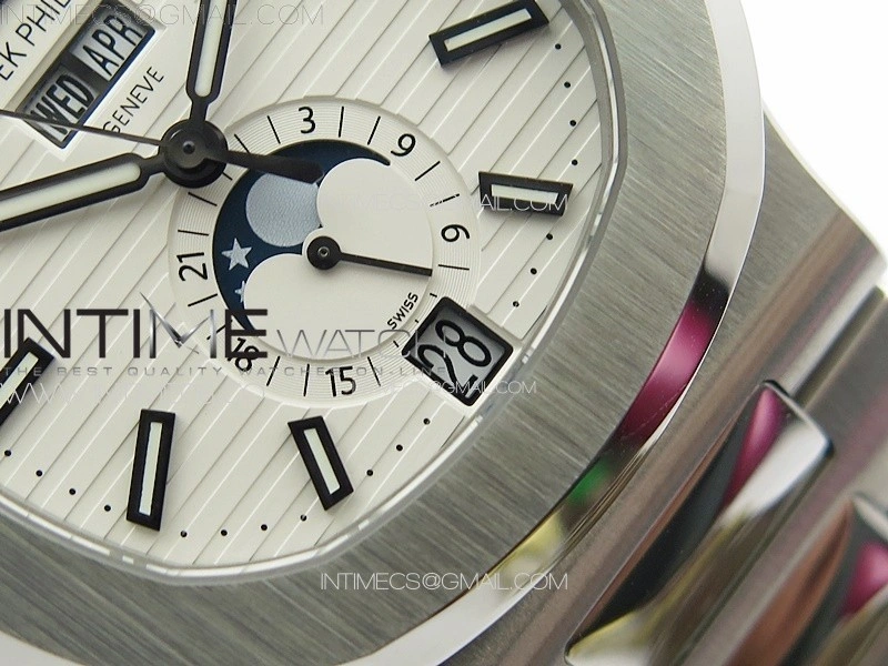 Nautilus 5726 Full Function SS PPF 1:1 Best Edition White Dial on SS Bracelet PPF324