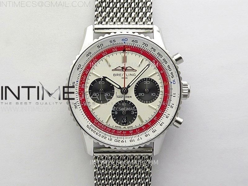 Navitimer B01 43mm SS B50 Best Edition White Dial Black Subdial On SS Bracelet A7750