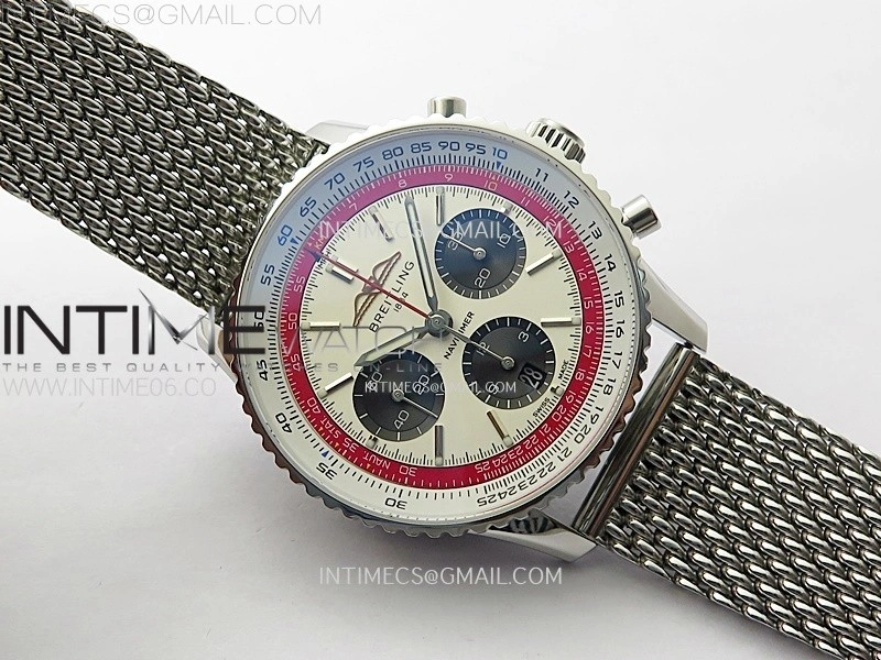 Navitimer B01 43mm SS B50 Best Edition White Dial Black Subdial On SS Bracelet A7750