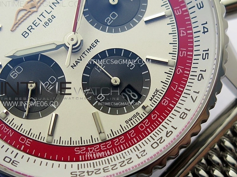 Navitimer B01 43mm SS B50 Best Edition White Dial Black Subdial On SS Bracelet A7750