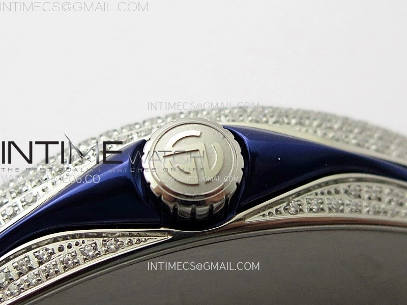 Vanguard V45 Full Diamonds ABF Best Edition Full Paved Diamonds Dial Blue Markers On Full Paved Diamonds Bracelet A2824