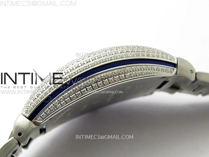 Vanguard V45 Full Diamonds ABF Best Edition Full Paved Diamonds Dial Blue Markers On Full Paved Diamonds Bracelet A2824