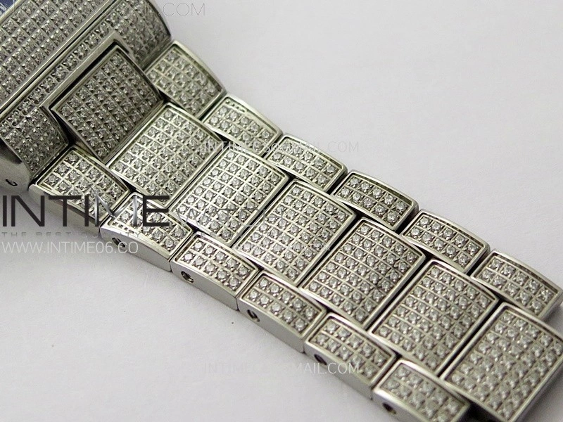 Vanguard V45 Full Diamonds ABF Best Edition Full Paved Diamonds Dial Blue Markers On Full Paved Diamonds Bracelet A2824