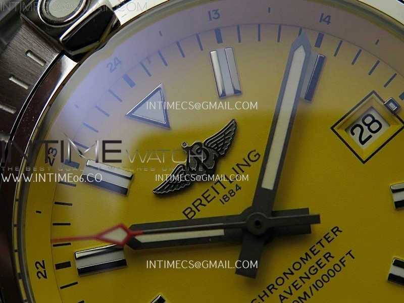 Avenger Automatic 43mm SS TF 1:1 Best Edition Yellow Dial Stick Marker on SS Bracelet A2824