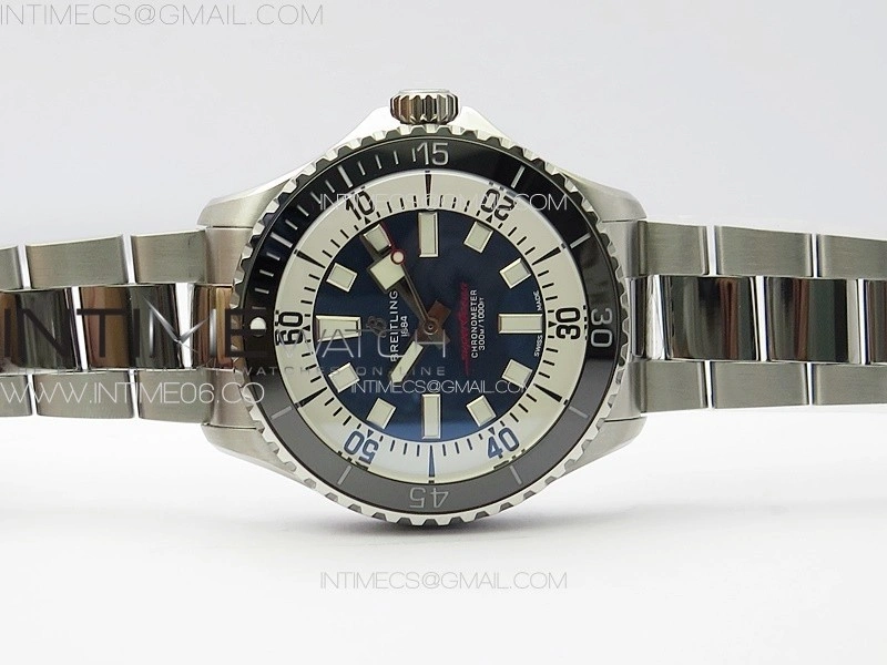 SuperOcean Automatic 44 Black Ceramic Bezel TF 1:1 Best Edition Blue Dial on SS Bracelet A2824