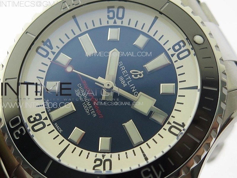 SuperOcean Automatic 44 Black Ceramic Bezel TF 1:1 Best Edition Blue Dial on SS Bracelet A2824