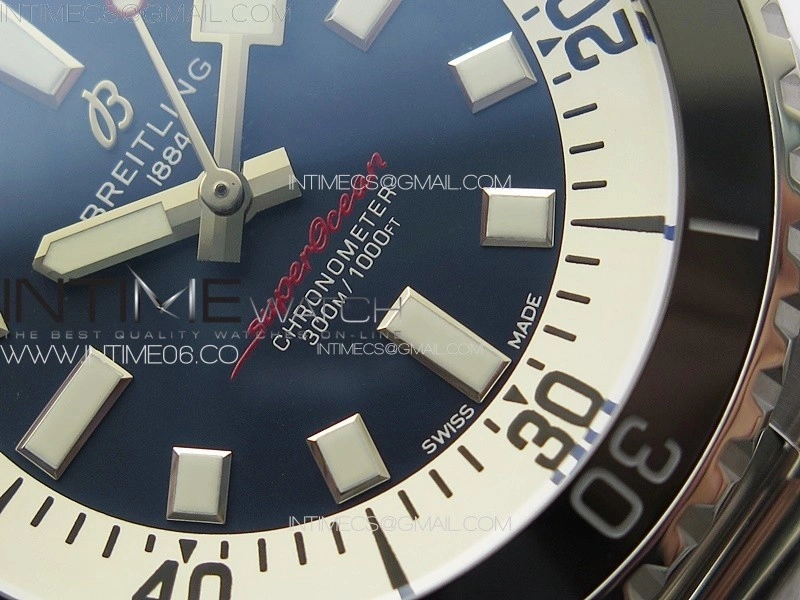 SuperOcean Automatic 44 Black Ceramic Bezel TF 1:1 Best Edition Blue Dial on SS Bracelet A2824