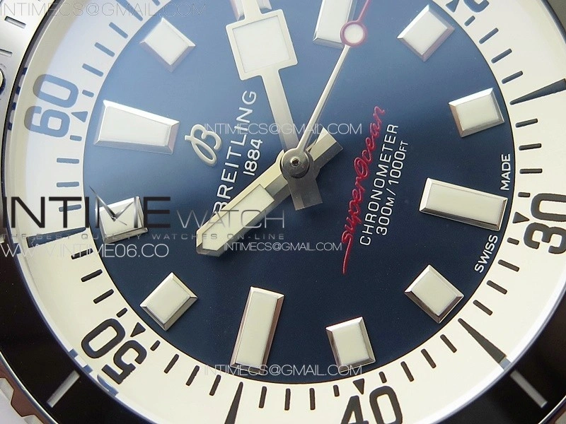 SuperOcean Automatic 44 Black Ceramic Bezel TF 1:1 Best Edition Blue Dial on SS Bracelet A2824