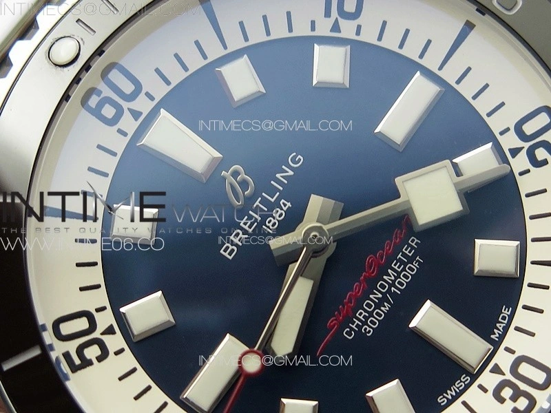 SuperOcean Automatic 44 Black Ceramic Bezel TF 1:1 Best Edition Blue Dial on SS Bracelet A2824
