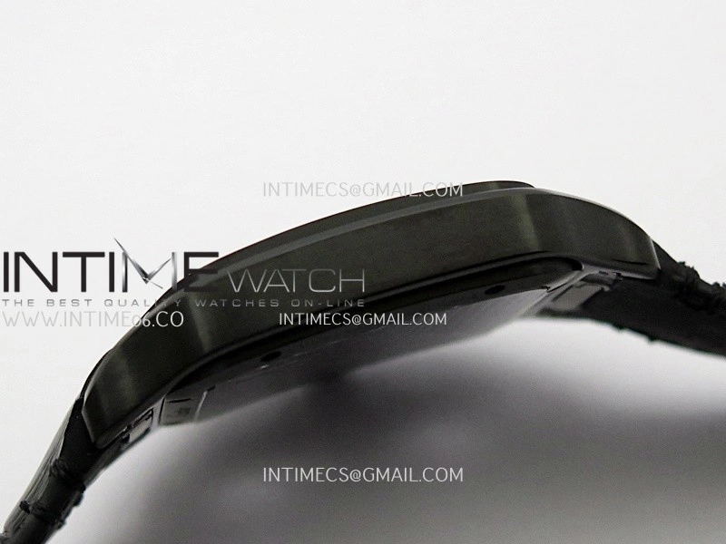 Santos de Cartier Skeleton PVD MLF Best Edition Skeleton Dial On Black Leather Strap Super Clone 9612MC