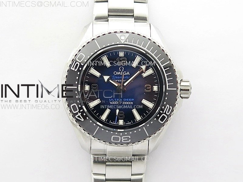 Seamaster 6000M Ultra Deep SS TF 1:1 Best Edition Blue Dial Blue Ceramic Bezel on SS Bracelet A2824