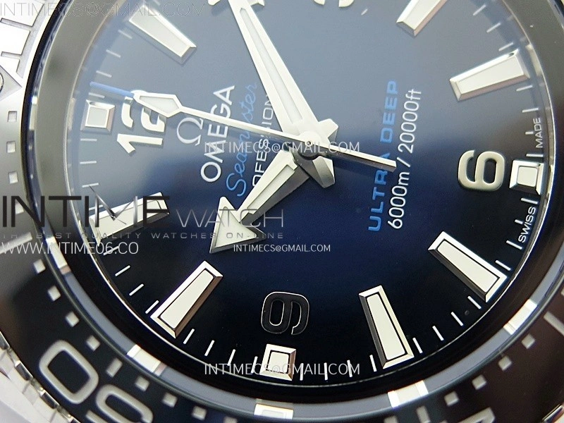 Seamaster 6000M Ultra Deep SS TF 1:1 Best Edition Blue Dial Blue Ceramic Bezel on SS Bracelet A2824