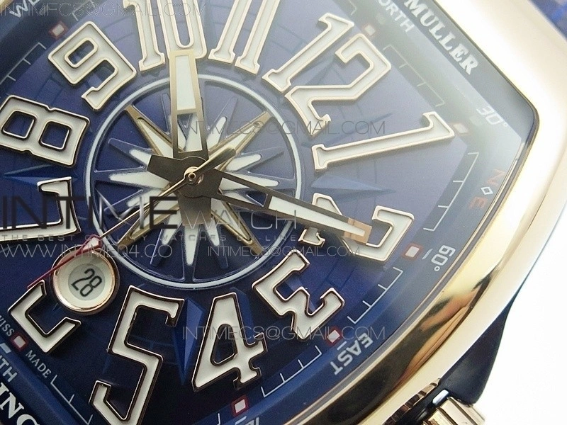 Vanguard V45 RG ABF Best Edition Blue Dial Numbers Markers on Blue Gummy Strap A2813