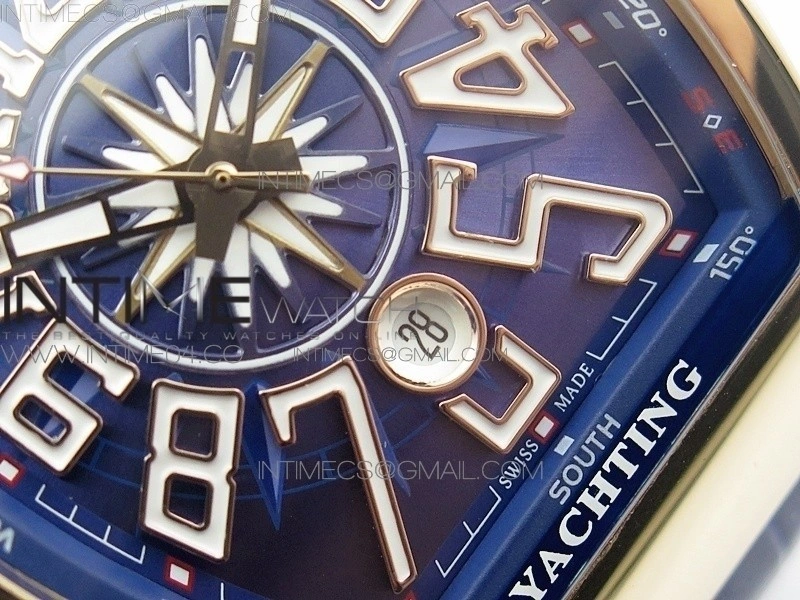 Vanguard V45 RG ABF Best Edition Blue Dial Numbers Markers on Blue Gummy Strap A2813