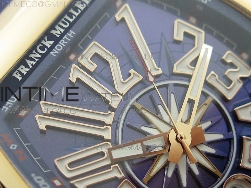 Vanguard V45 RG ABF Best Edition Blue Dial Numbers Markers on Blue Gummy Strap A2813