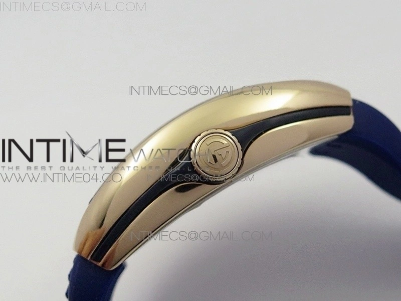 Vanguard V45 RG ABF Best Edition Blue Dial Numbers Markers on Blue Gummy Strap A2813