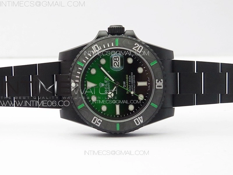 Submariner DIW Carbon Bezel VSF 1:1 Best Edition Green Dial on DLC Bracelet VS3135