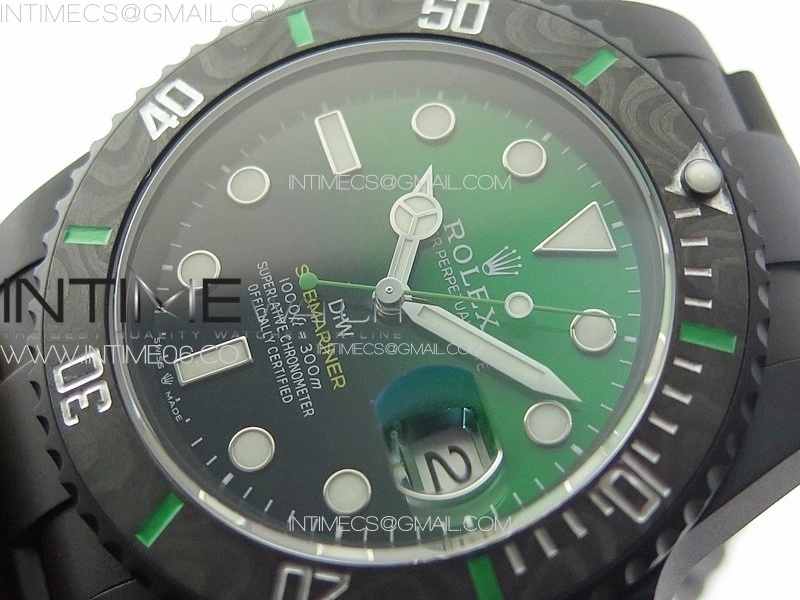 Submariner DIW Carbon Bezel VSF 1:1 Best Edition Green Dial on DLC Bracelet VS3135