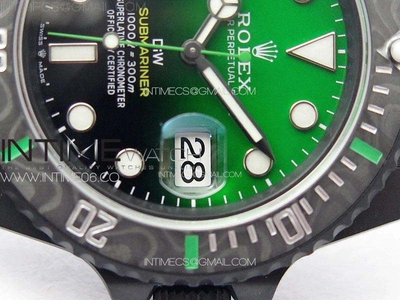 Submariner DIW Carbon Bezel VSF 1:1 Best Edition Green Dial on DLC Bracelet VS3135