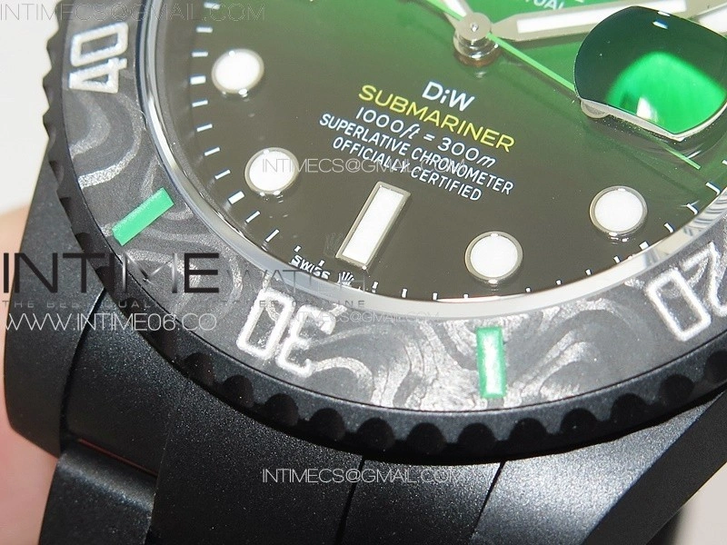 Submariner DIW Carbon Bezel VSF 1:1 Best Edition Green Dial on DLC Bracelet VS3135