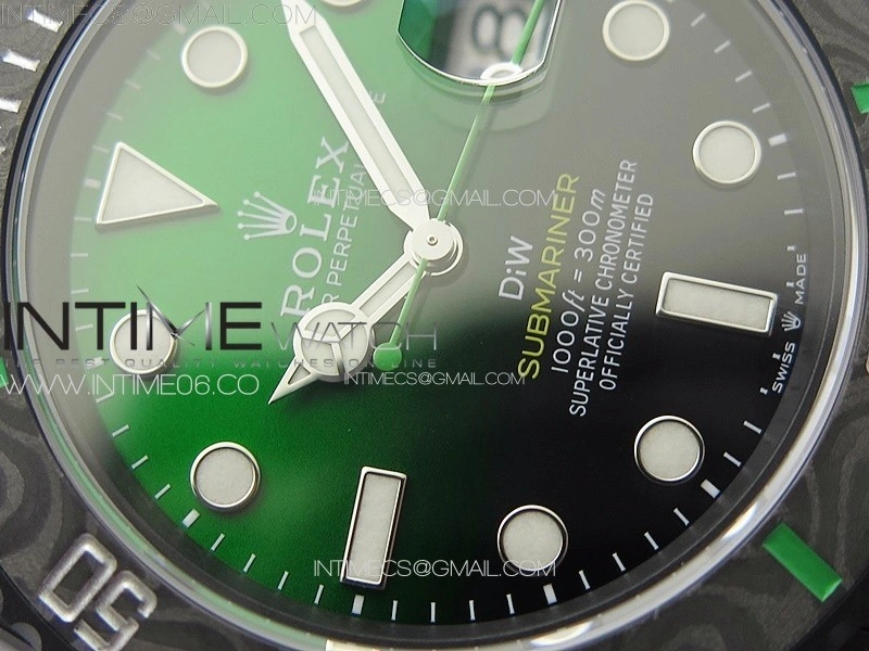 Submariner DIW Carbon Bezel VSF 1:1 Best Edition Green Dial on DLC Bracelet VS3135