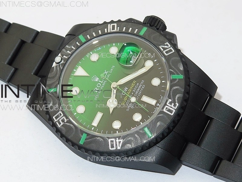 Submariner DIW Carbon Bezel VSF 1:1 Best Edition Green Dial on DLC Bracelet VS3135