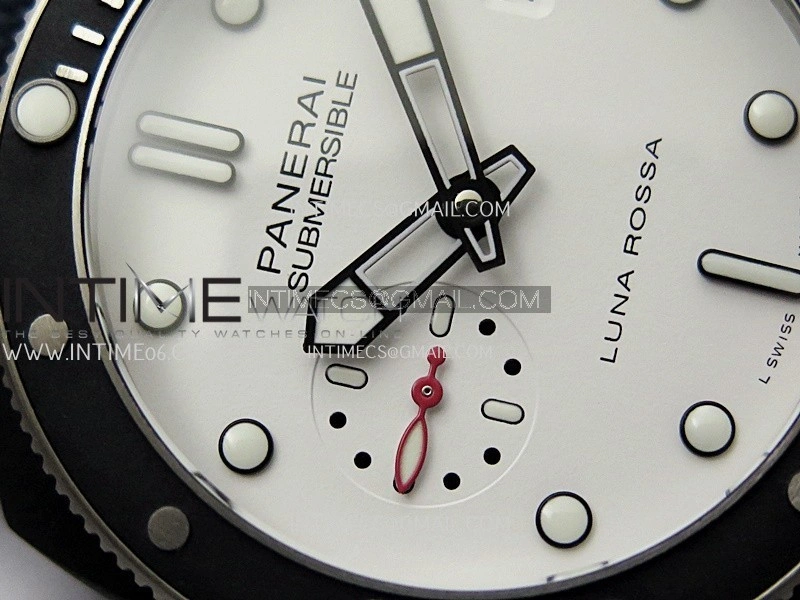 PAM1543 Luna Rossa Submersible 44mm Ceramic VSF 1:1 Best Edition White Dial On Blue Fabric Strap P900