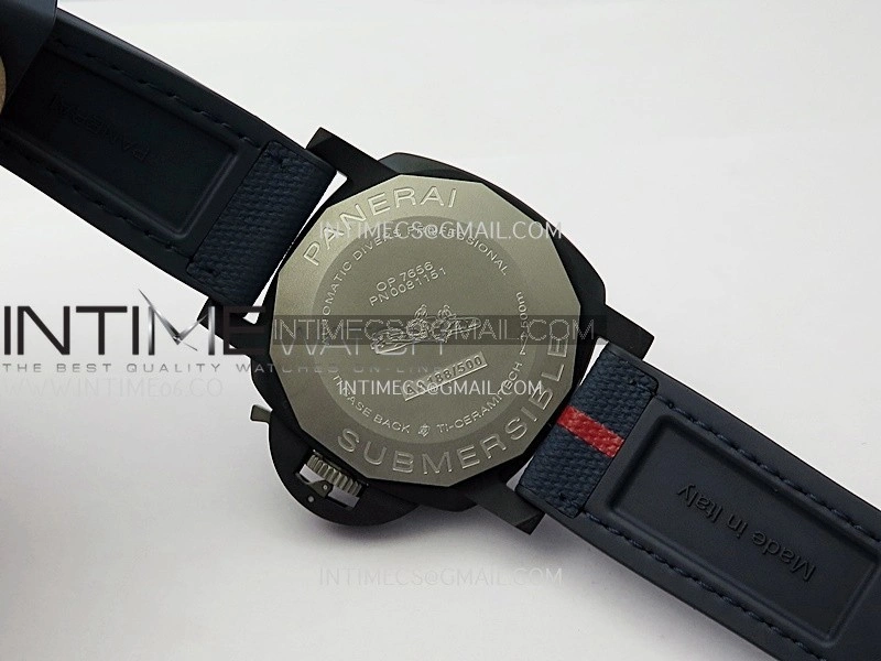 PAM1543 Luna Rossa Submersible 44mm Ceramic VSF 1:1 Best Edition White Dial On Blue Fabric Strap P900