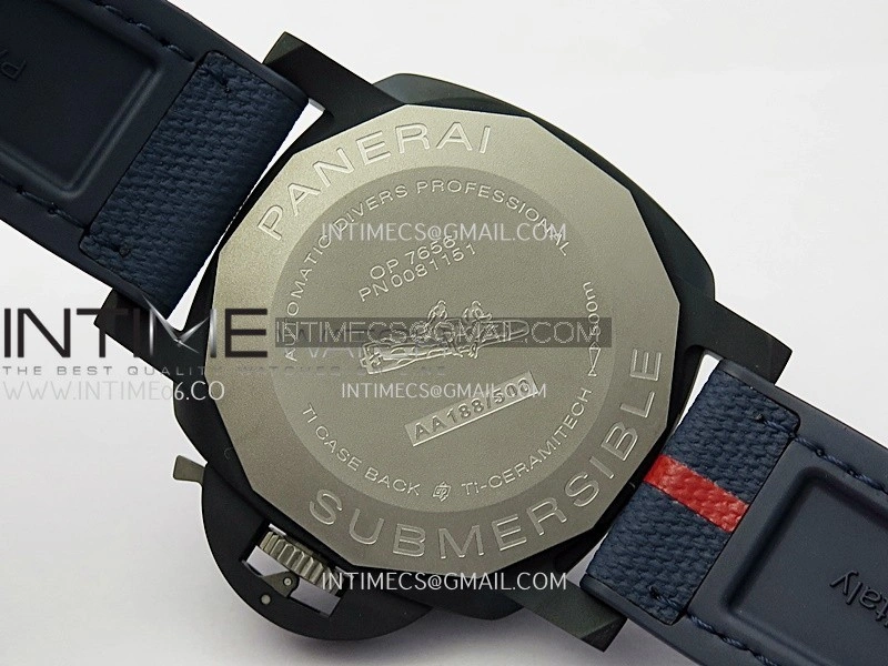 PAM1543 Luna Rossa Submersible 44mm Ceramic VSF 1:1 Best Edition White Dial On Blue Fabric Strap P900