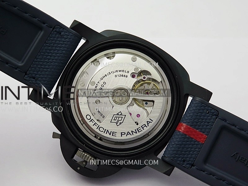 PAM1543 Luna Rossa Submersible 44mm Ceramic VSF 1:1 Best Edition White Dial On Blue Fabric Strap P900