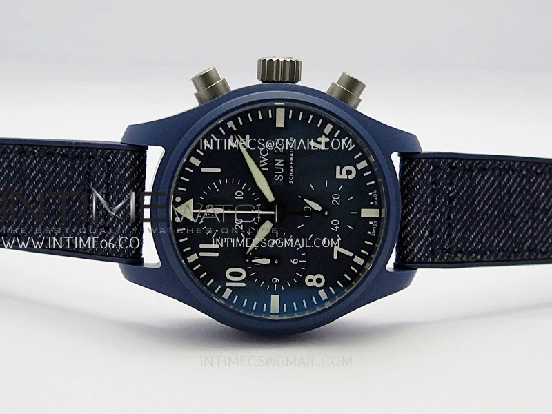Pilot Chrono IW389404 Blue Ceramic APSF 1:1 Best Edition Blue Dial On Blue Nylon Strap Super Clone A69385