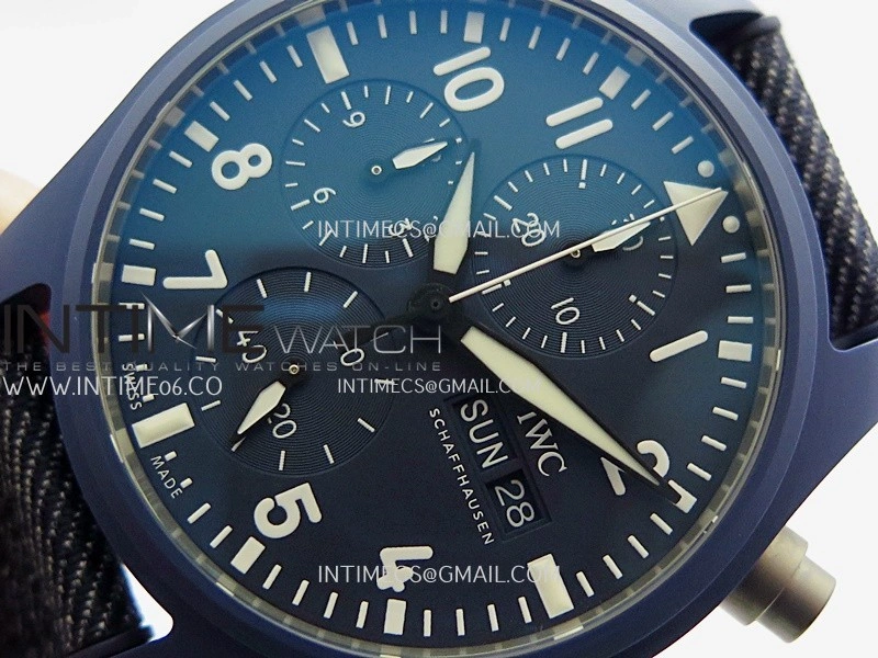 Pilot Chrono IW389404 Blue Ceramic APSF 1:1 Best Edition Blue Dial On Blue Nylon Strap Super Clone A69385