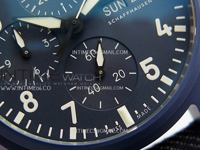 Pilot Chrono IW389404 Blue Ceramic APSF 1:1 Best Edition Blue Dial On Blue Nylon Strap Super Clone A69385