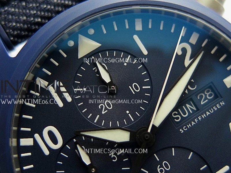 Pilot Chrono IW389404 Blue Ceramic APSF 1:1 Best Edition Blue Dial On Blue Nylon Strap Super Clone A69385