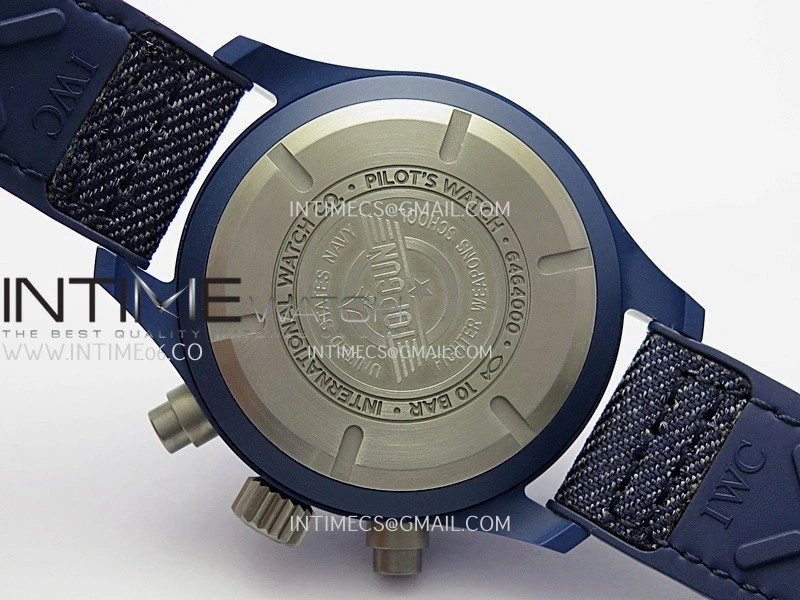 Pilot Chrono IW389404 Blue Ceramic APSF 1:1 Best Edition Blue Dial On Blue Nylon Strap Super Clone A69385
