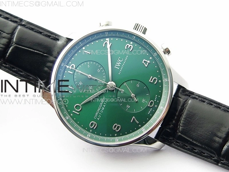 Portuguese Chrono IW371615 ZF 1:1 Best Edition Green Dial on Black Leather Strap A69355