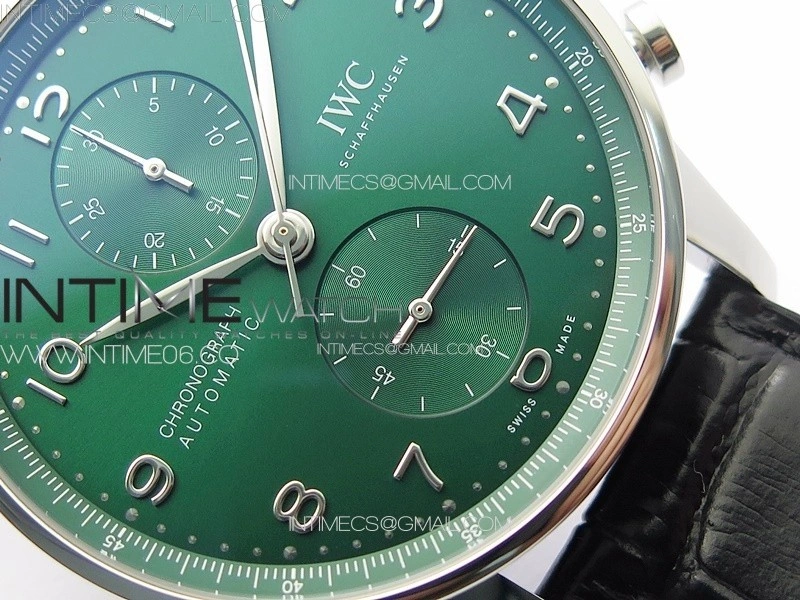 Portuguese Chrono IW371615 ZF 1:1 Best Edition Green Dial on Black Leather Strap A69355