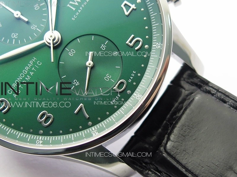 Portuguese Chrono IW371615 ZF 1:1 Best Edition Green Dial on Black Leather Strap A69355
