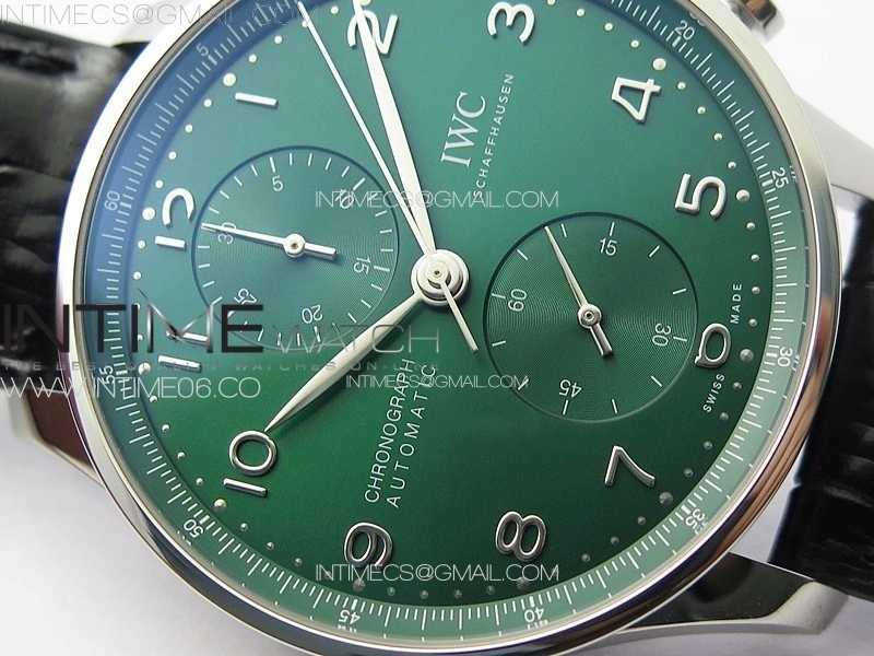 Portuguese Chrono IW371615 ZF 1:1 Best Edition Green Dial on Black Leather Strap A69355