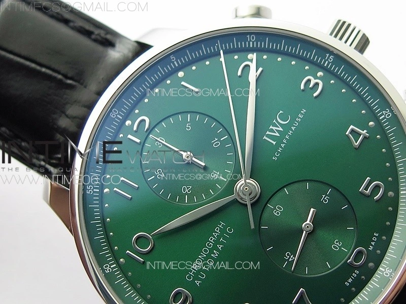 Portuguese Chrono IW371615 ZF 1:1 Best Edition Green Dial on Black Leather Strap A69355